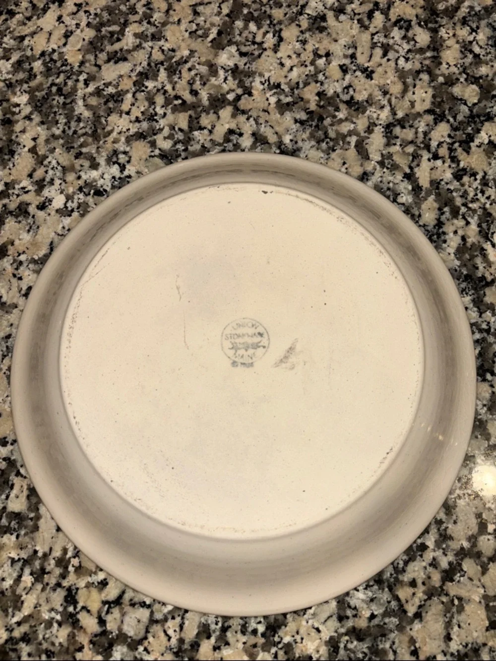 Vintage Union Stoneware Maine Hand-Painted Blue Floral Stoneware Serving Bowl